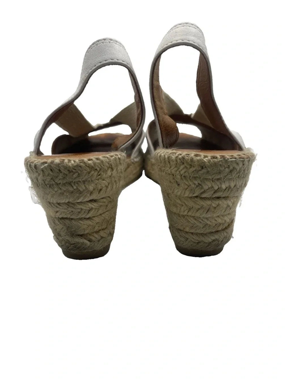 Toni Pons Teide-P Wedge Espadrille Sandals White Leather Women’s Peep-Toe